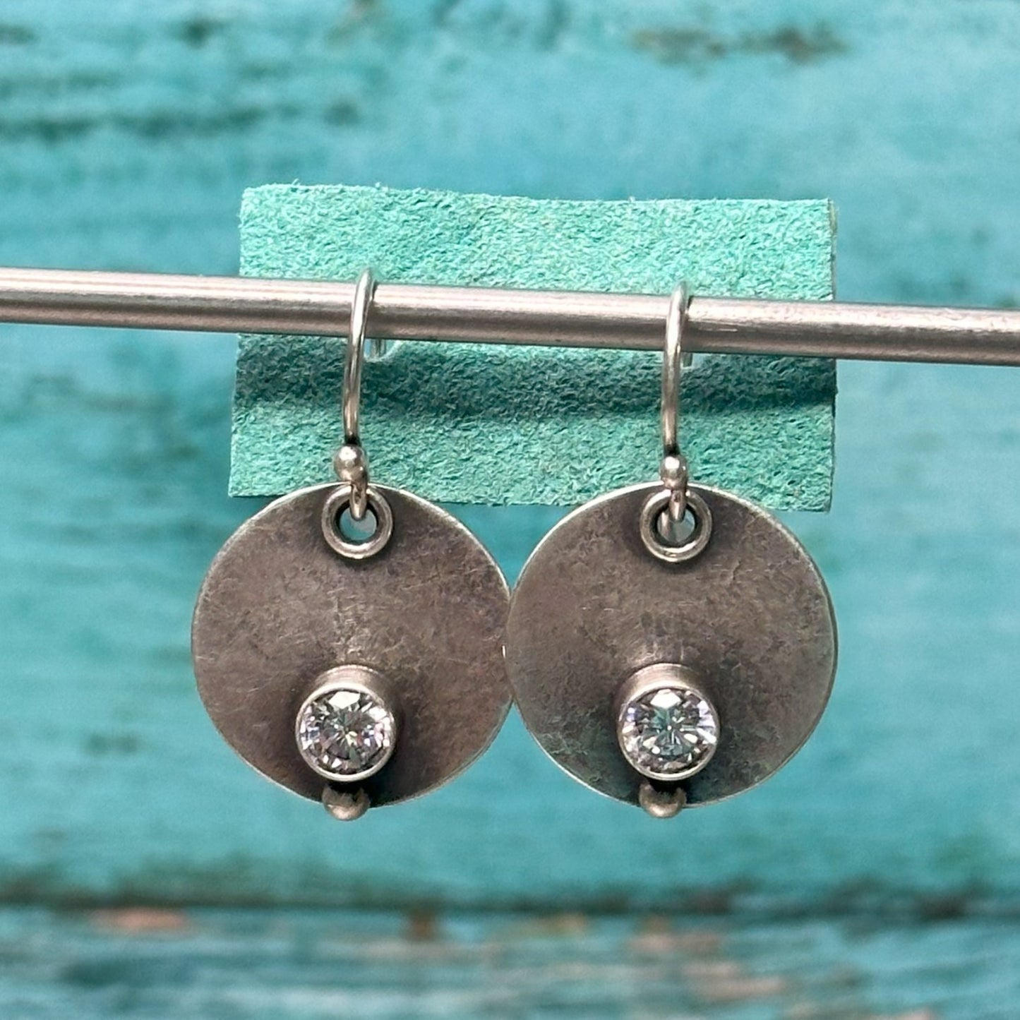 Luna Earrings with CZ and Silver Drop on French Wires