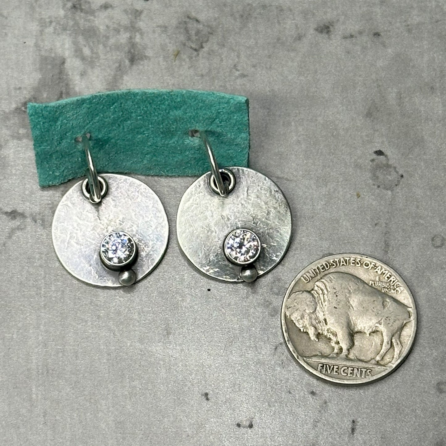 Luna Earrings with CZ and Silver Drop on French Wires