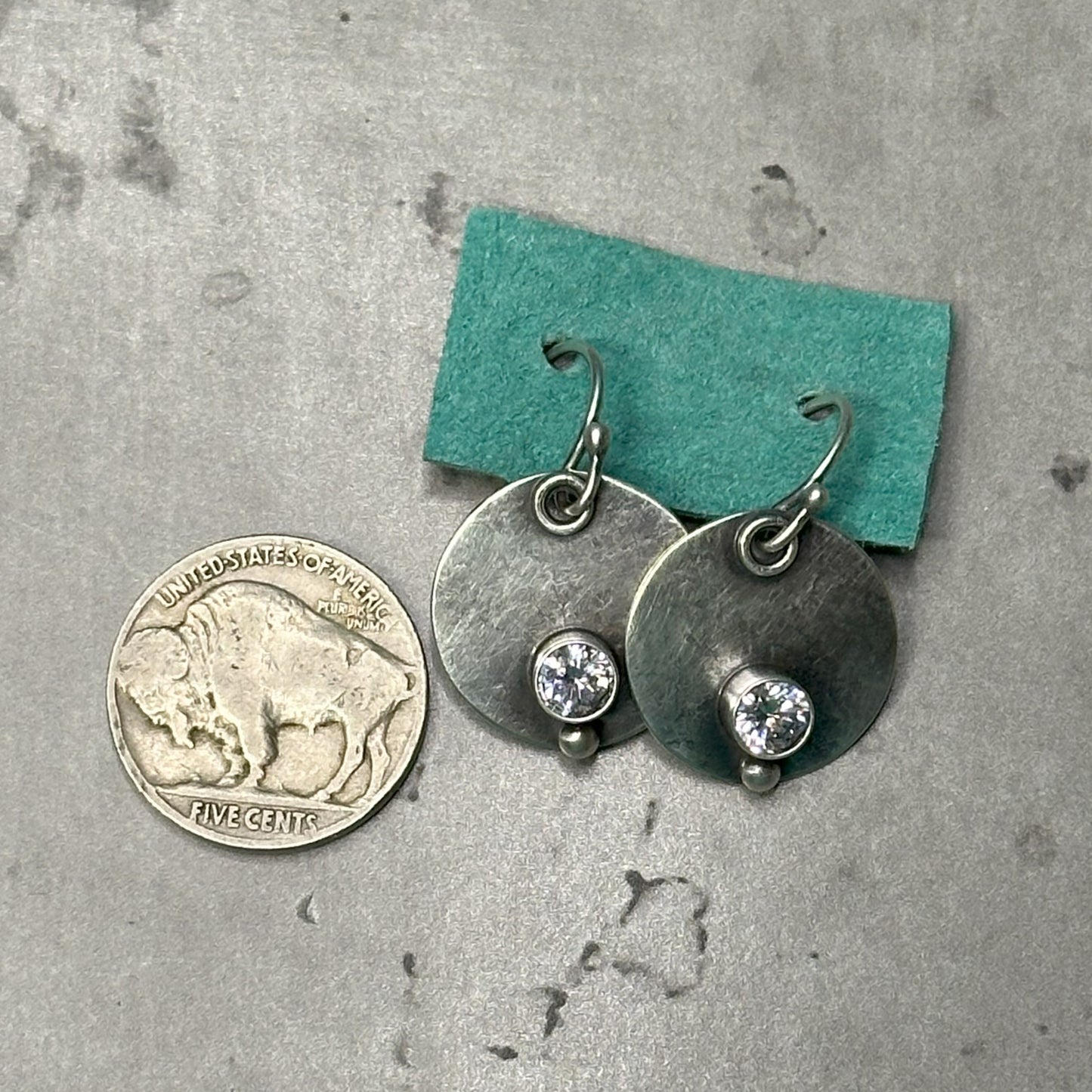 Luna Earrings with CZ and Silver Drop on French Wires