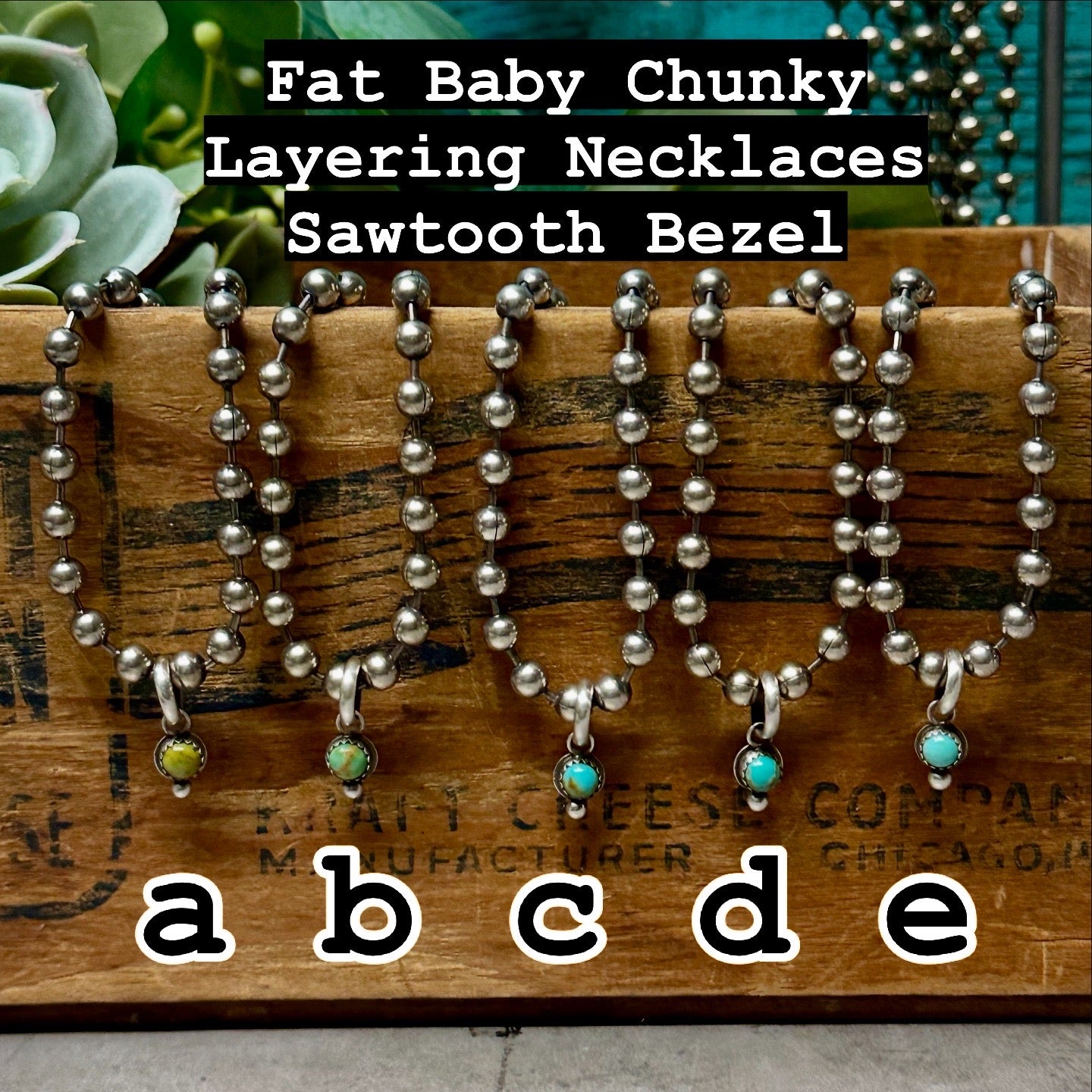 Fat Baby Chunky 18” Layering Necklace - Sawtooth Bezel