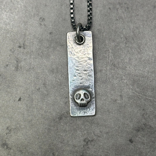 Skull Tag Necklace on Box Chain