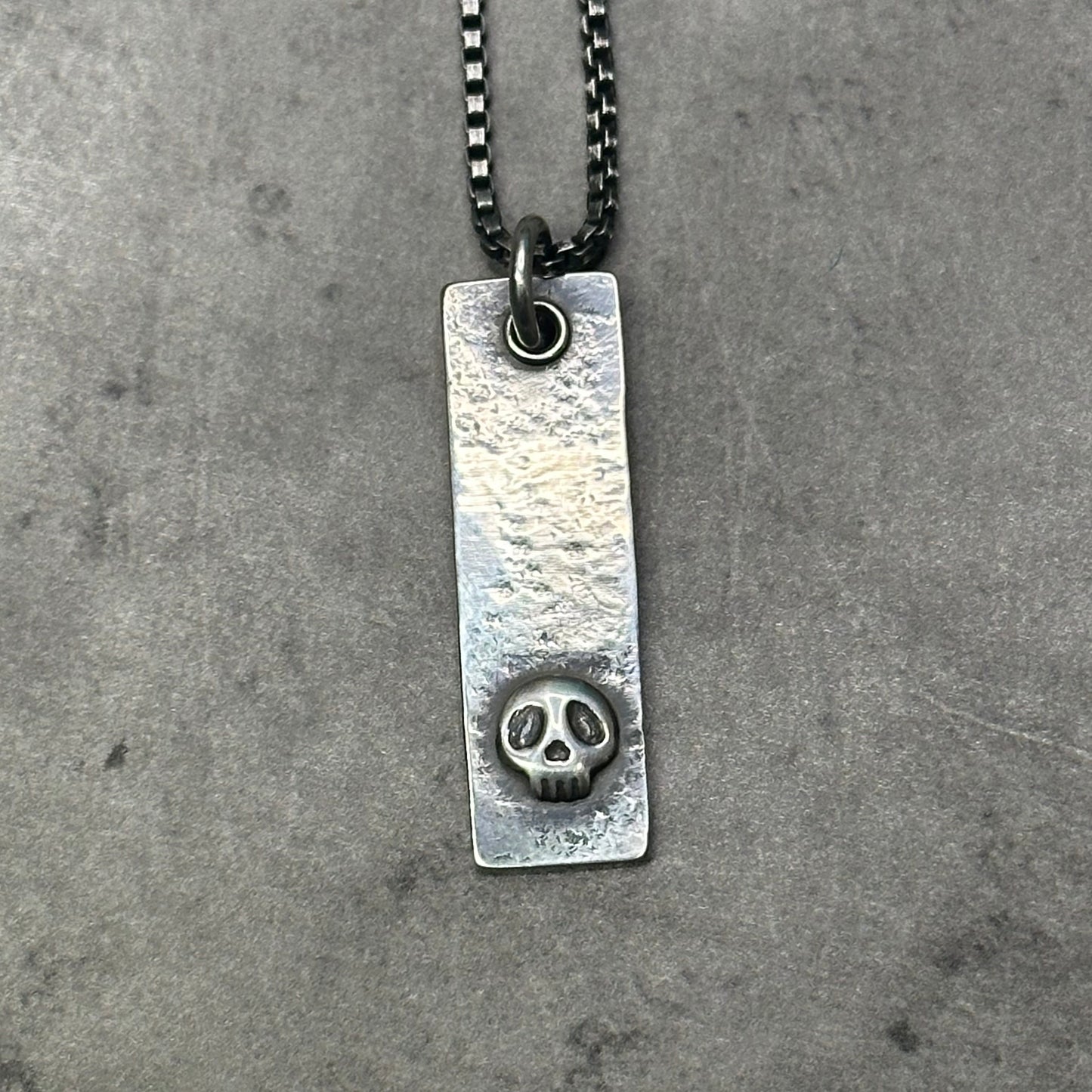 Skull Tag Necklace on Box Chain