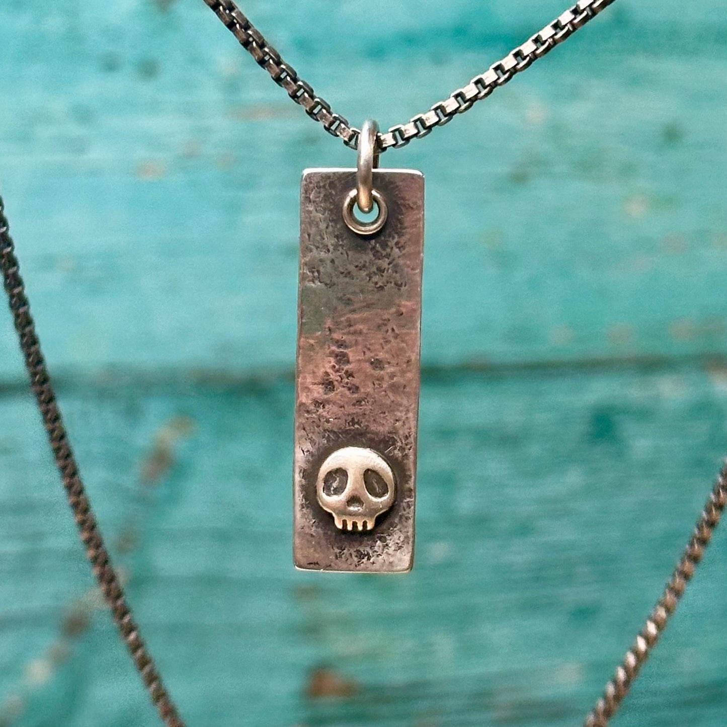 Skull Tag Necklace on Box Chain