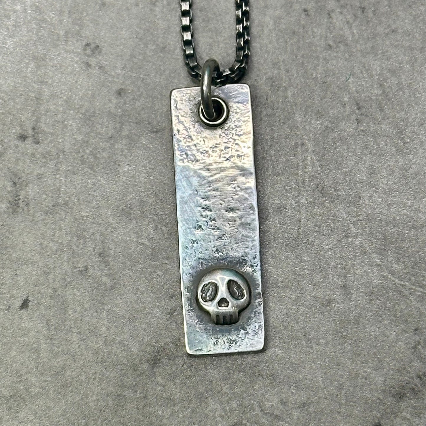 Skull Tag Necklace on Box Chain