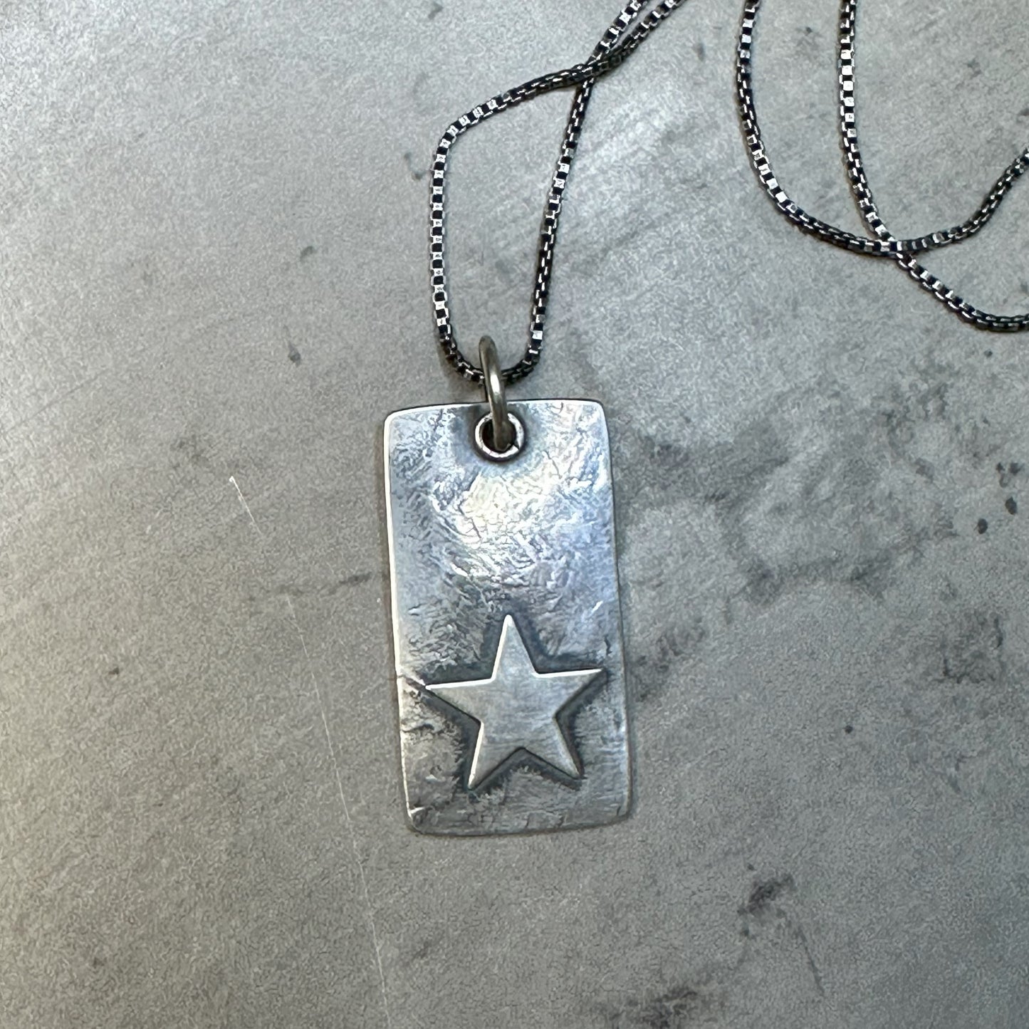 Made to Order - Star Dog Tag Style Pendant on Extra Long 34" Venetian Chain